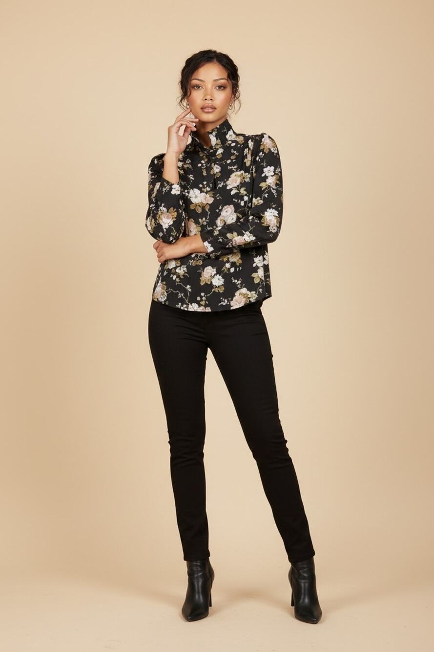 Women's Tuckernuck Midnight Garden Floral Design Luxurious Boho Blouse Size M